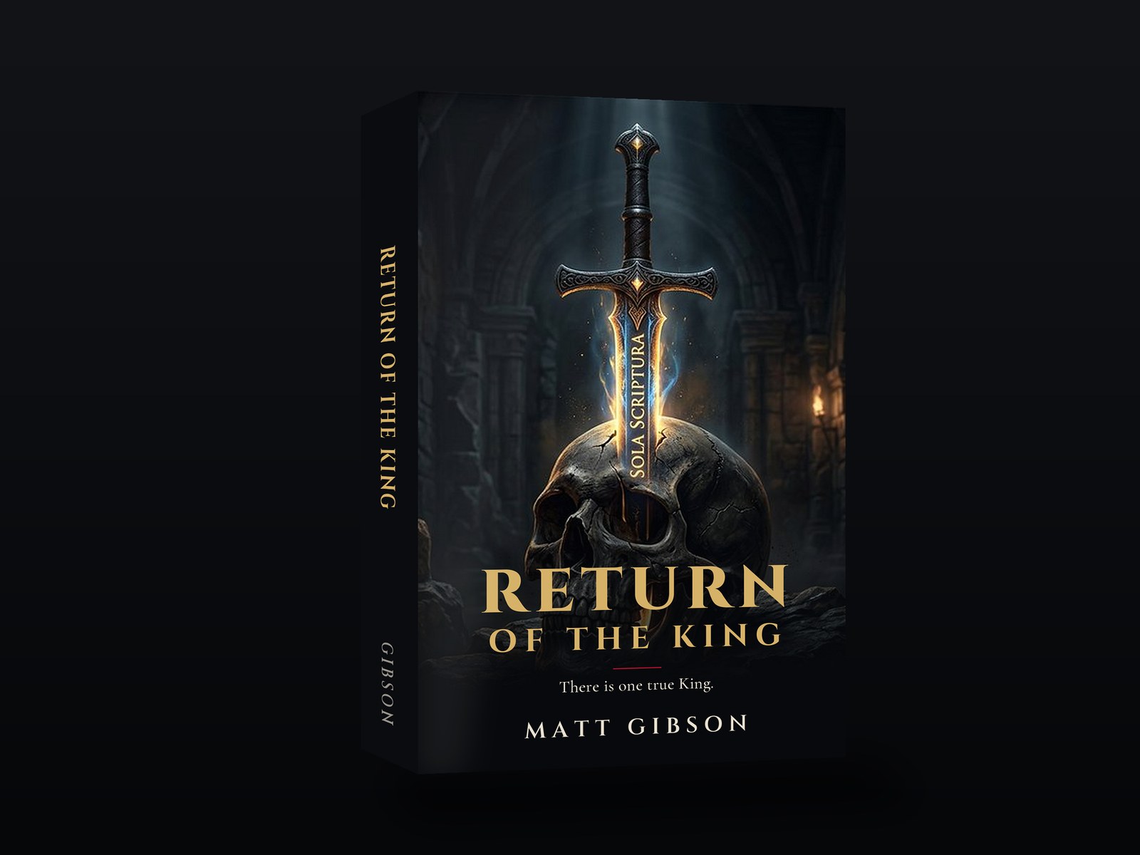 Return of the King by Matt Gibson - a sword marked Sola Scriptura driven through a skull