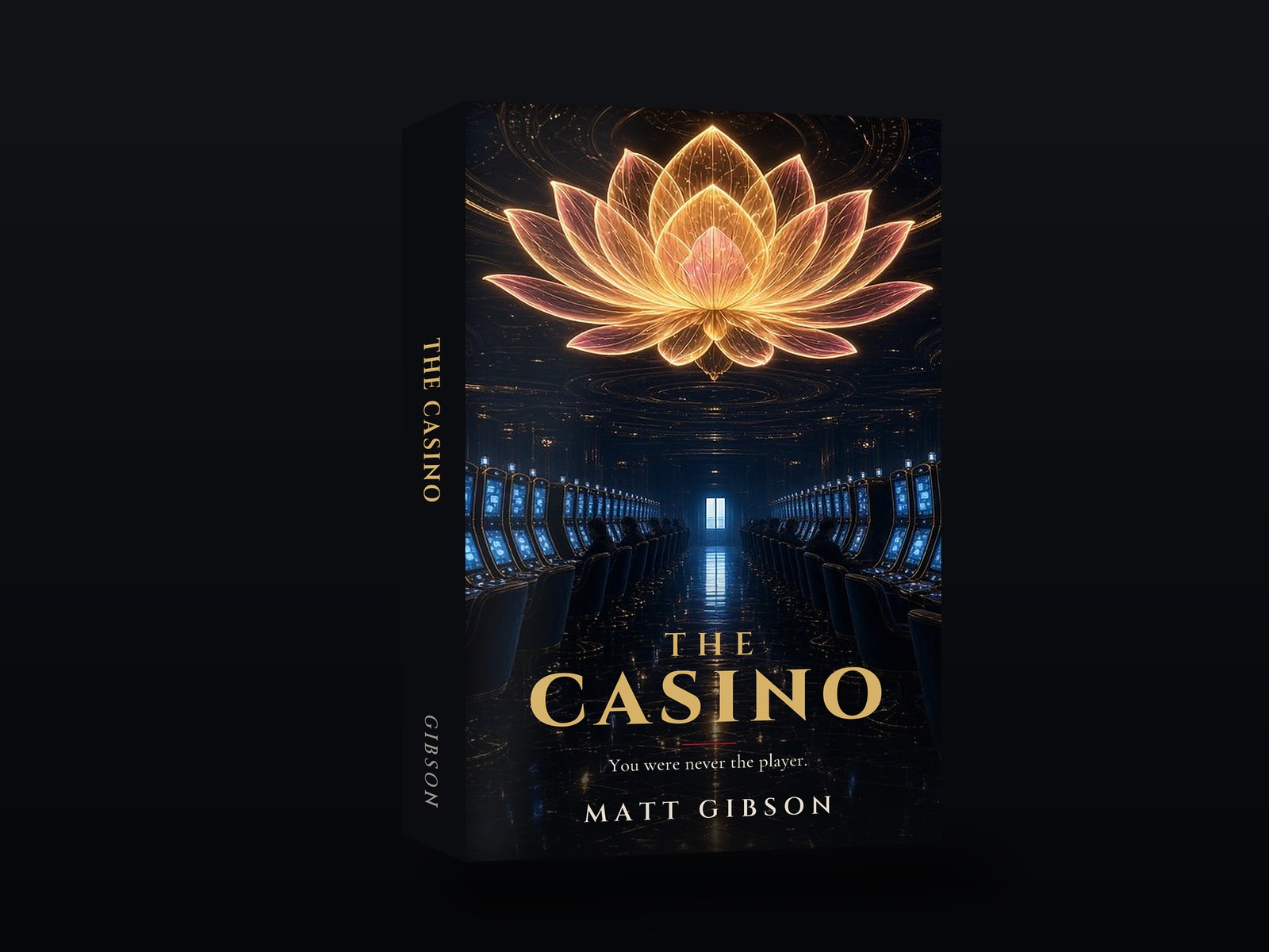 The Casino by Matt Gibson - a glowing lotus above endless rows of screens